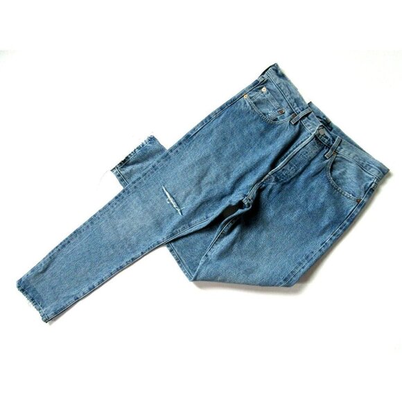 NWT Levi's Made & Crafted LMC 501 Taper Skinny in Pacific Blue Ripped Jeans 30 - Picture 4 of 10